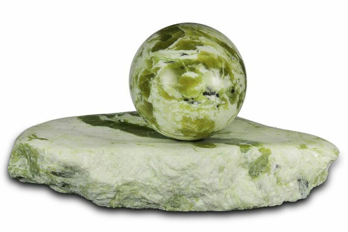 Polished Noble Serpentine Sphere with Base - Washington #341589